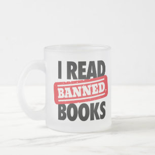 Caneca De Café Vidro Jateado Ler Fosco de Livros Banidos