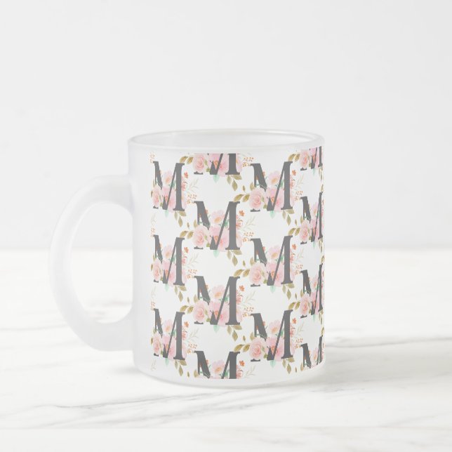 Caneca De Café Vidro Jateado Letra M (Esquerda)