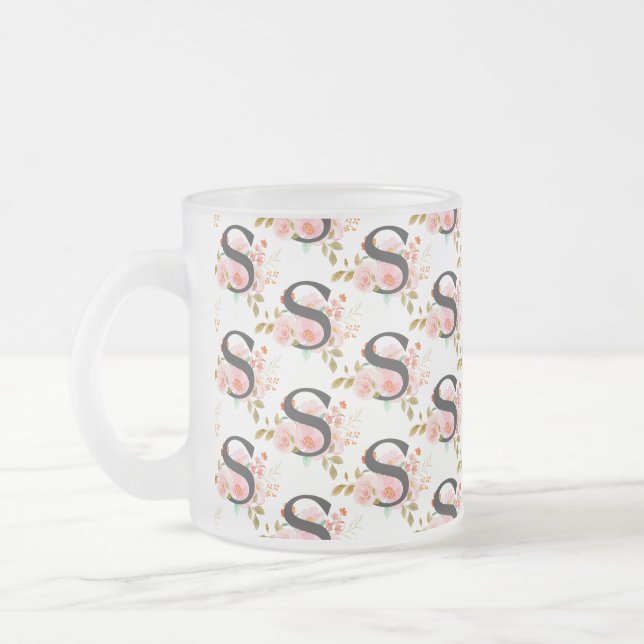 Caneca De Café Vidro Jateado Letra S (Esquerda)