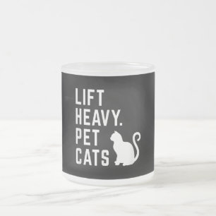 Caneca De Café Vidro Jateado Levante Gatos Pesados De Pet - Engraçado Funciona