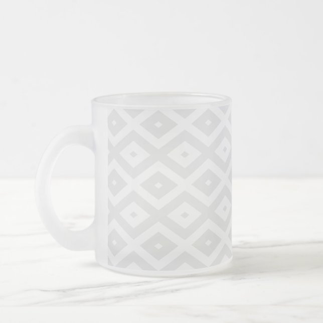 Caneca De Café Vidro Jateado Light grey and white diamond pattern (Esquerda)