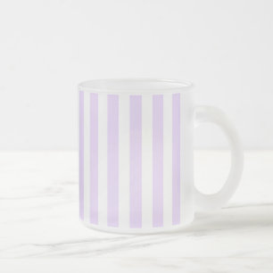 Caneca De Café Vidro Jateado Lilac, púrpura e tiras doces brancas