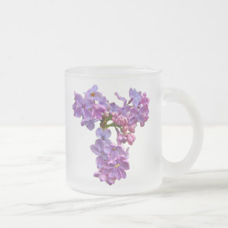 Caneca De Café Vidro Jateado Lilases em Springtime