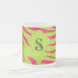 Caneca De Café Vidro Jateado Limão rosa quente Copo de café com Fosco de zebra