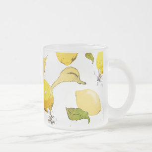 Caneca De Café Vidro Jateado Limões aquarela 17