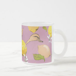 Caneca De Café Vidro Jateado Limões aquarela 24