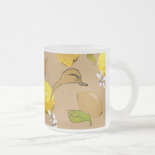 Caneca De Café Vidro Jateado Limões aquarela 33