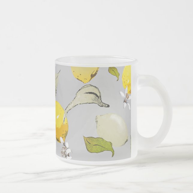 Caneca De Café Vidro Jateado Limões de aquarela 18 (Direita)