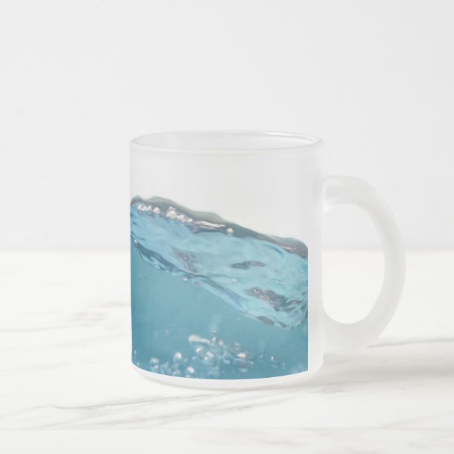 Caneca De Café Vidro Jateado Limpar Onda Azul (Direita)