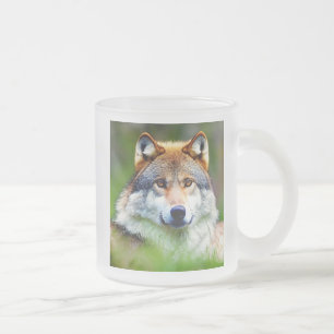 Caneca De Café Vidro Jateado Linda pintura de cabeça de lobo