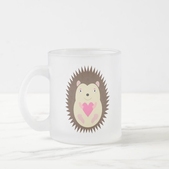 Caneca De Café Vidro Jateado Lindo Bebê Meninaouriço-Cacheiro Rosa (Esquerda)