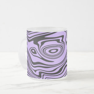 Caneca De Café Vidro Jateado Linhas Pretas e Roxas Adormecidas de abstrato - Pe