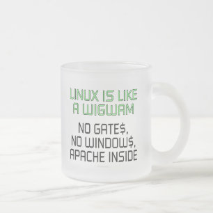 Caneca De Café Vidro Jateado Linux é como um wigwam. Nenhumas portas, nenhumas