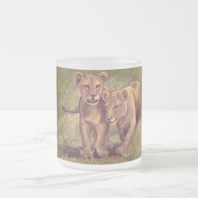 Caneca De Café Vidro Jateado Lion Cubs (Centro)
