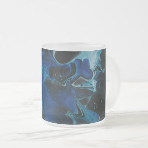 Caneca De Café Vidro Jateado Líquido psicodélico azul escuro