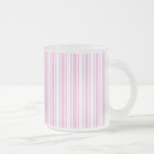 Caneca De Café Vidro Jateado Listras cor-de-rosa e brancas da luz - dos doces