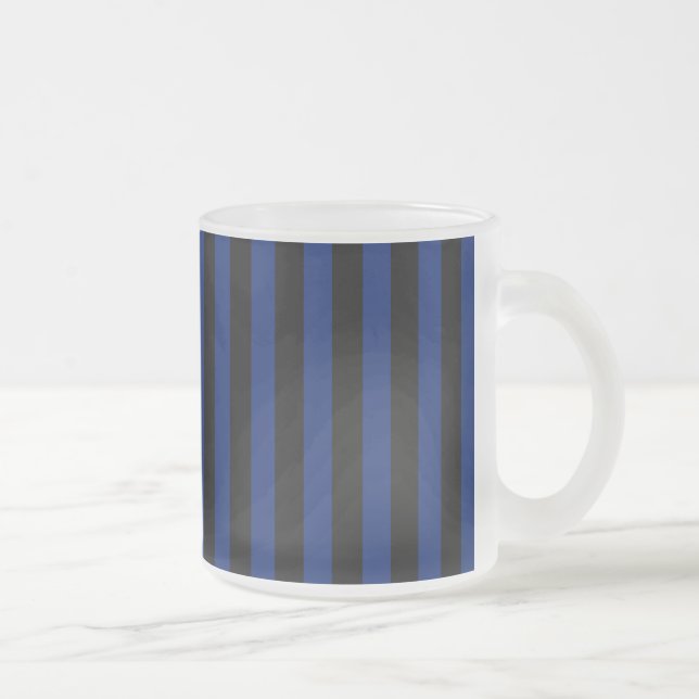 Caneca De Café Vidro Jateado Listras de bala azuis e pretas (Direita)
