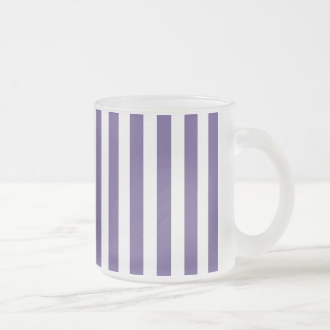 Caneca De Café Vidro Jateado Listras de doces ultra-violetas e brancas (Direita)
