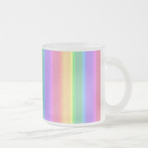 Caneca De Café Vidro Jateado Listras do arco-íris do Pastel
