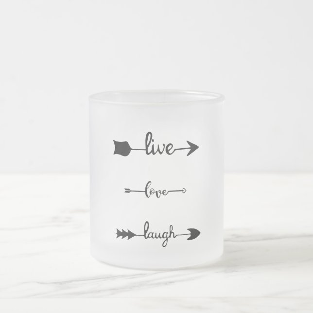 Caneca De Café Vidro Jateado Live Love Laugh Arrows (Centro)