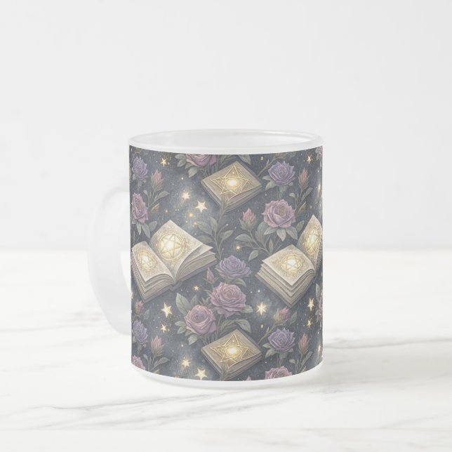 Caneca De Café Vidro Jateado Livros Mágicos (Frente Esquerda)