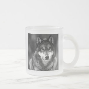 Caneca De Café Vidro Jateado Lobo