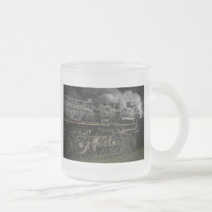 Caneca De Café Vidro Jateado locomotiva a vapor trem via férrea ferrovia