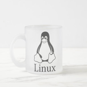 Caneca De Café Vidro Jateado Logotipo de Linux com Tux o pinguim de Linux
