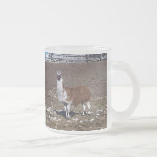 Caneca De Café Vidro Jateado Lone Lllama