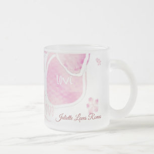 Caneca De Café Vidro Jateado Love Cherry Blossom (Personalizar)