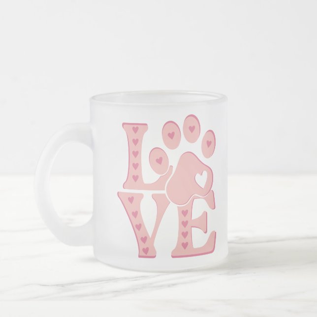 Caneca De Café Vidro Jateado Love Dogs Perzonalized (Esquerda)