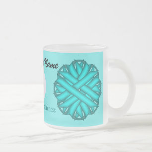 Caneca De Café Vidro Jateado Lt Blue/Teal Flower Rbn Tmpl por Kenneth Yoncich