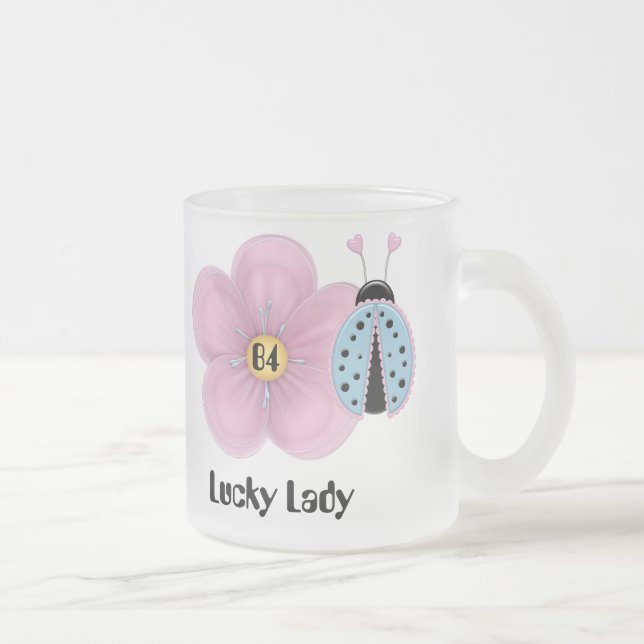 Caneca De Café Vidro Jateado Lucky Lady Bingo Mug (Direita)