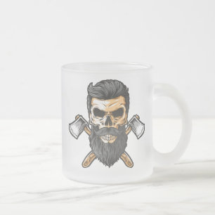 Caneca De Café Vidro Jateado Lumberjack com casco cruzado Eixo