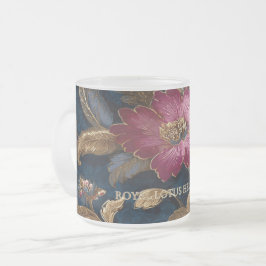 Caneca De Café Vidro Jateado Luxury Floral Vintage Royal