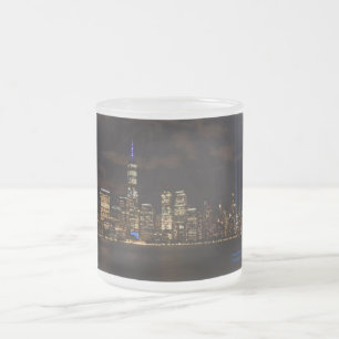 Caneca De Café Vidro Jateado Luzes de 11 de setembro