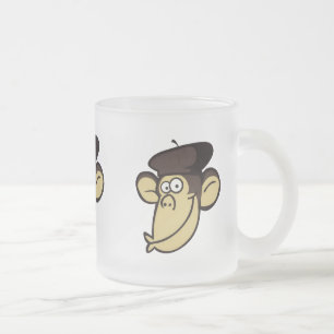 Caneca De Café Vidro Jateado Macaco parisiense