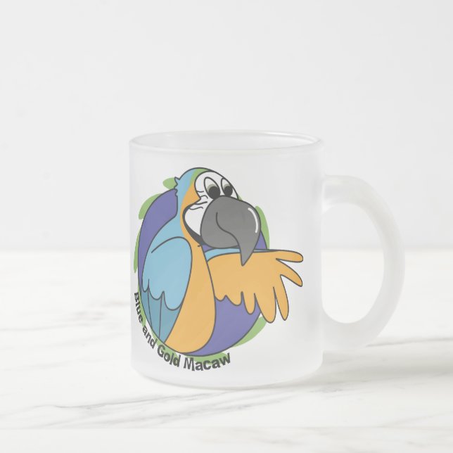 Caneca De Café Vidro Jateado Macaw azul & Dourado dos desenhos animados (Direita)