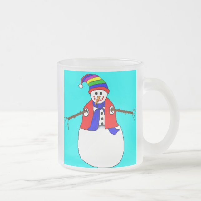 CANECA DE CAFÉ VIDRO JATEADO MACHOS DE CAFÉ - VIDRO DE FOSCO - NATAL SNOWMAN (Direita)