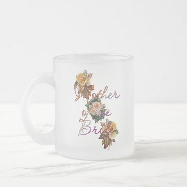 Caneca De Café Vidro Jateado Mãe Da Noiva Floral (Esquerda)