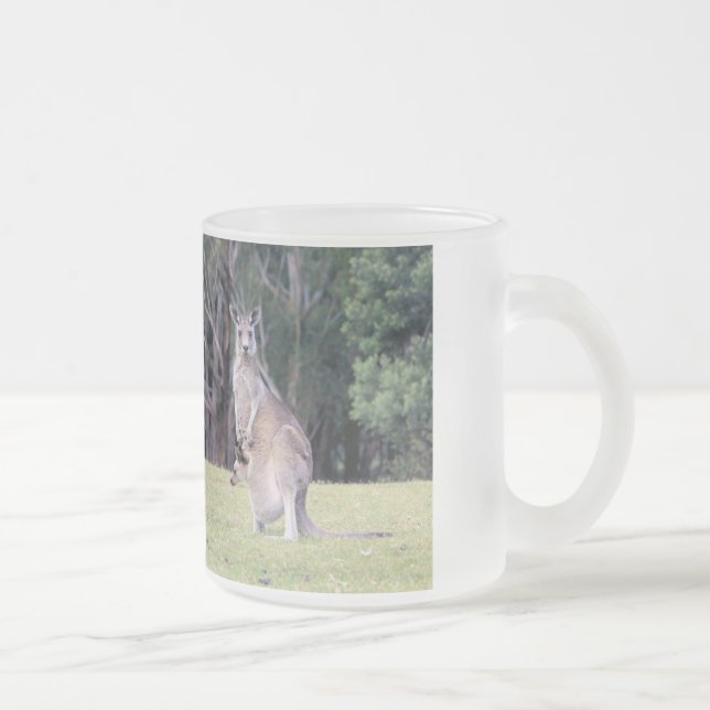 Caneca De Café Vidro Jateado Mãe Kangaroo com Bebê Joey em sua bolsa (Direita)