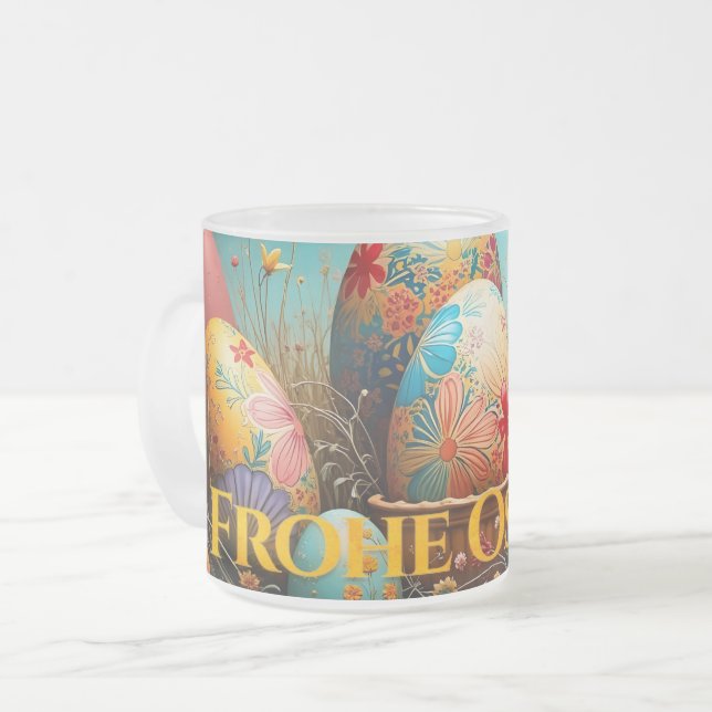Caneca De Café Vidro Jateado Magia da Primavera com Ovos de Páscoa (Frente Esquerda)