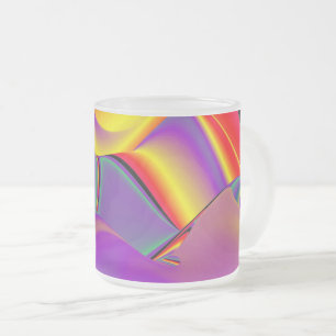 Caneca De Café Vidro Jateado Magia das cores, Abstrato 3D Rainbowart