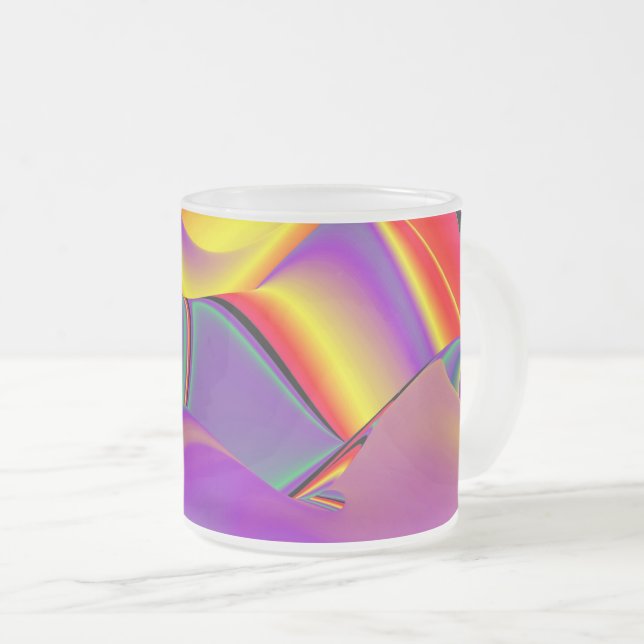 Caneca De Café Vidro Jateado Magia das cores, Abstrato 3D Rainbowart (Frente Esquerda)