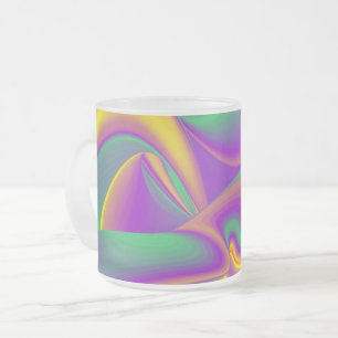 Caneca De Café Vidro Jateado Magia das cores, Abstrato 3D Rainbowart
