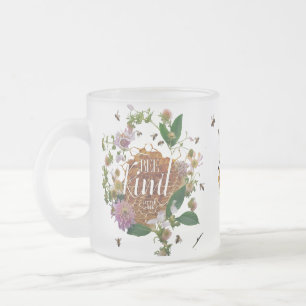 Caneca De Café Vidro Jateado Majestoso Botânico Tipo de Abelha Floral Coroa Gea