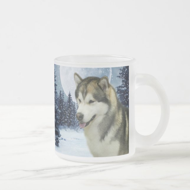 Caneca De Café Vidro Jateado Malamute (Direita)