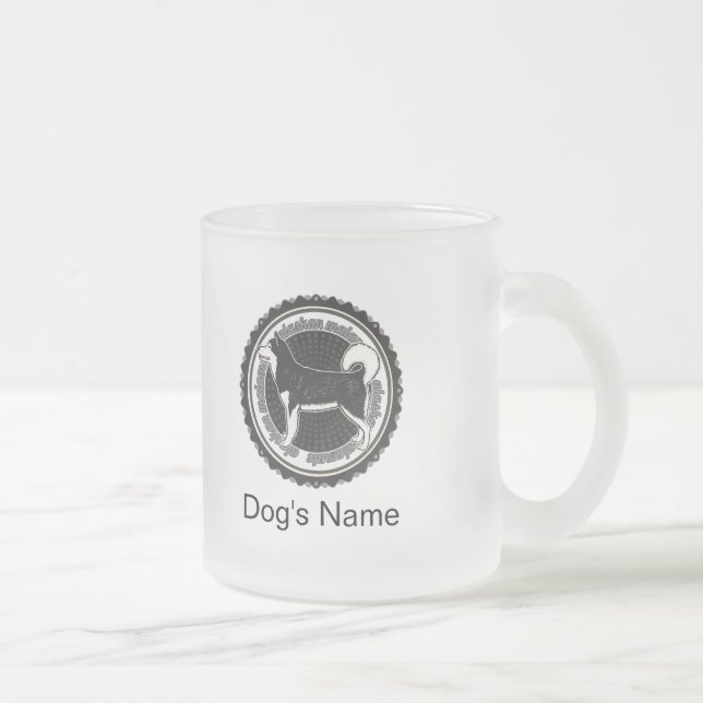 Caneca De Café Vidro Jateado Malamute Personalizado De Cão No Alasca Com Nomes  (Direita)