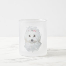 Caneca De Café Vidro Jateado Maltês de Elegance Fluffy Beauty
