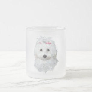 Caneca De Café Vidro Jateado Maltês de Elegance Fluffy Beauty